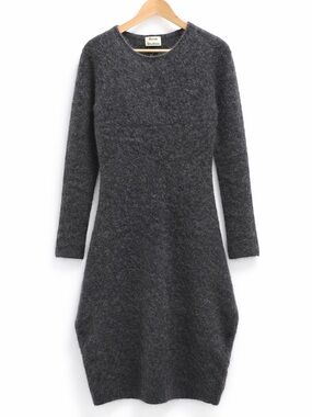 Acne Studios XS Wool Mohair Sweater Dress Gray Fuzzy Knit Designer